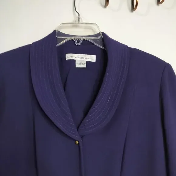 5066)Vtg David Warren Old Money Navy Button Up Size 8 Long Sleeve Maxi Dress - Picture 7 of 10